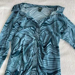 Long Sleeve Ruched Button-up Dress